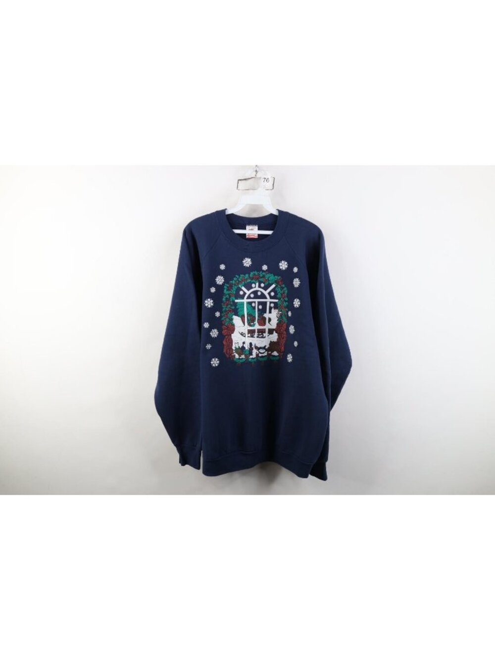 Vtg 90s Streetwear Womens XL Faded Christmas Snowflake Crewneck Sweatshirt USA